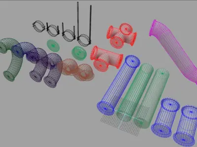 modular Pipeline - sci fi architecture  Low-poly 3D model
