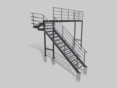 Fire ladder and platform 3D model