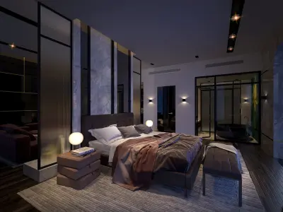 Luxury Studio Bed Room Apartment 3Ds Max and  Vray Scene 3D model