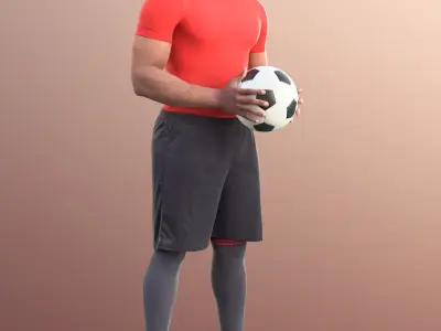 Gabriel 10920 - Black Man Holding A Ball Playing Soccer Low-poly 3D model