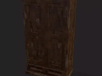 Rustic Medieval Wardrobe Low-poly 3D model