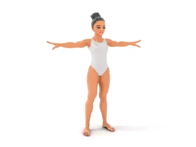 Youthful Athletic Character in Bodysuit  Rigged and Animated Low-poly 3D model