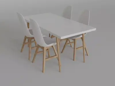 Dining table with chairs 3D model purchase