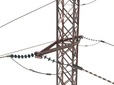 Electricity Pole 28 Weathered Low-poly 3D model