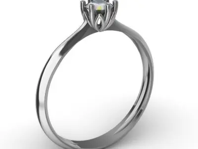 Ring Engagment solitaire flower 3D print model 3D print model