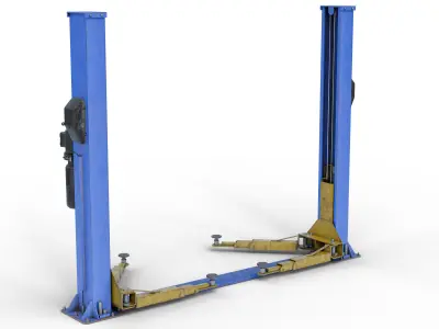 Realistic Worn Two Post Car Lift Low-poly 3D model