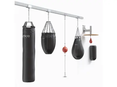 6 sports equipment for boxers gloves set pads punch bag 3D model