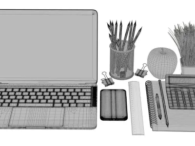 desk decoration macbook pro apple iphone x 3D model