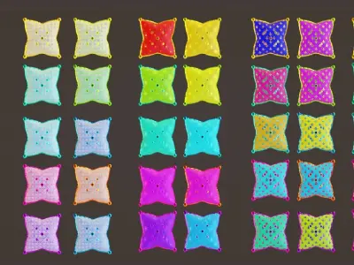 Royal Pillow Set Low-poly 3D model