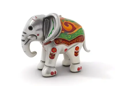 Silver Elephant Decor model pack Low-poly 3D model
