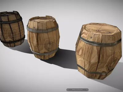 Wooden barrel Free low-poly 3D model