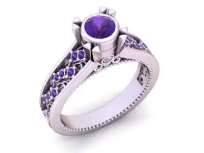 Royal Crown Engagement Ring 3D print model