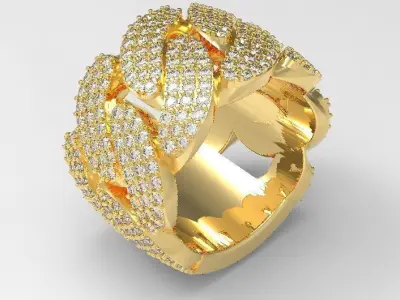 Cuban diamond ring 3 rows 3D print model
