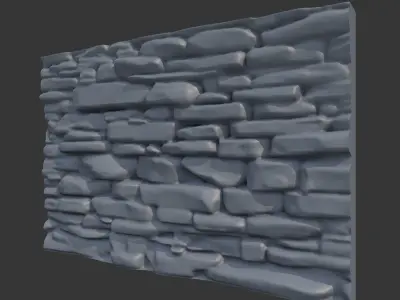 Damaged Rough Stone Wall Mesh 3D model