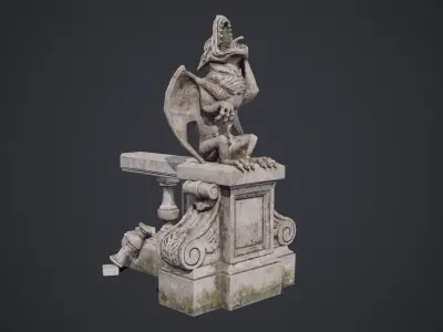 Gargoyle Statue Massandra Low-poly 3D model
