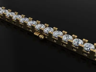 Box Style Diamond Tennis Bracelet 4mm50 3D print model