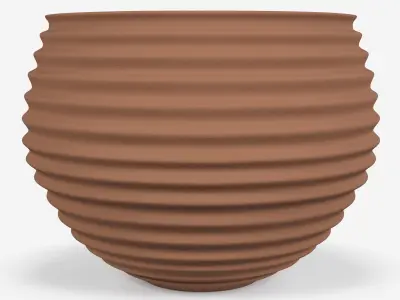 Terracotta Striped Clay Pot Low-poly 3D model