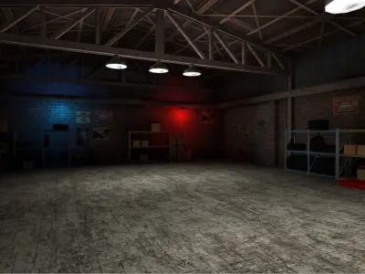 Garage for racing game Low-poly 3D model