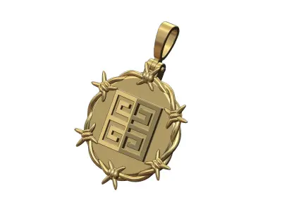 Givenchy greek key barbwire thornes pendant with bail 3D print model