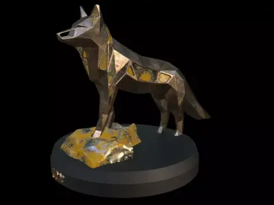 Steampunk Fox Rock Low-poly 3D model