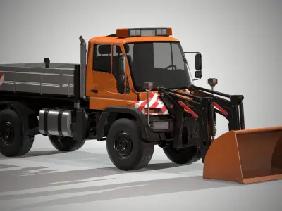 Unimog U500 Front Loader Truck Low-poly 3D model