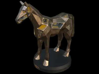 Steampunk Horse Low-poly 3D model