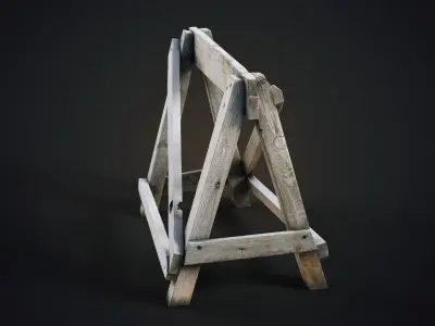 Wood barricade Low-poly 3D model