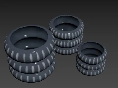 Aztec Grey White Vases 3D model