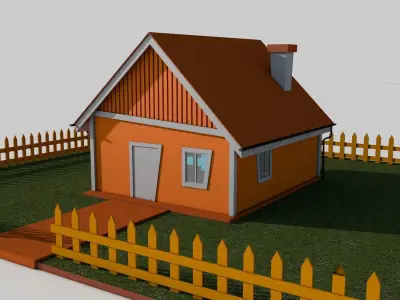 Cartoon House Low-poly 3D model