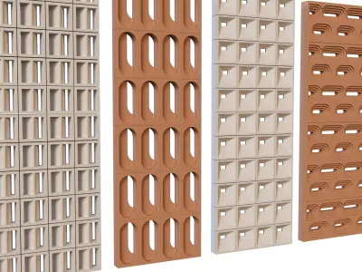Brick Roster partitions wall 02 Low-poly 3D model