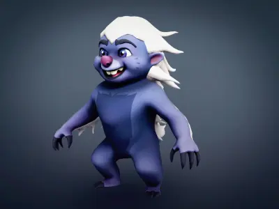 Honey badger cartoon character for Blender Low-poly 3D model