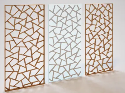 Partition set of three glass panels 3D model