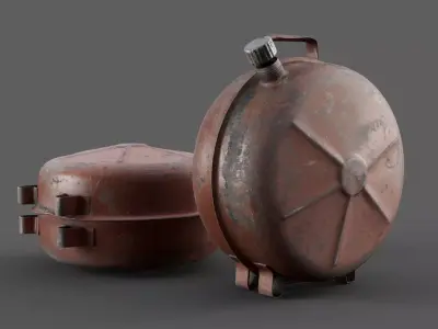 Canister realistic two rusty metal containers 3D model