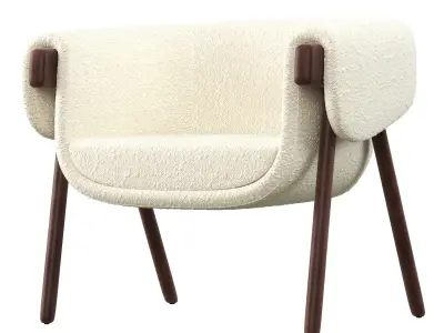 Monica chair with wooden legs and fabric 3D model