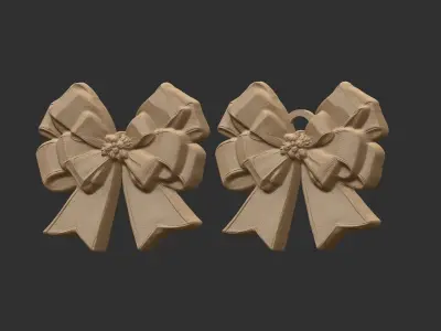 christmas ribbon bow decor 10 3D print model
