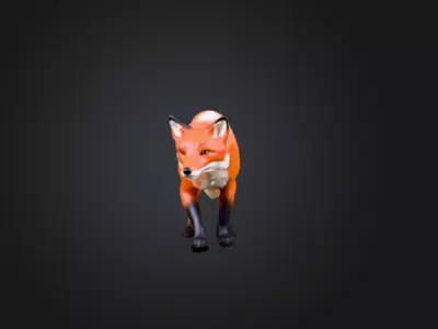Scarlet Forest Fox Low-poly 3D model