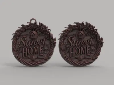 home sweet home keychain  3D print model