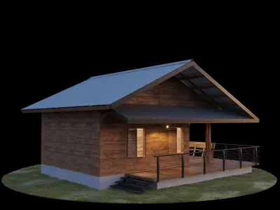 Wooden House Free low-poly 3D model