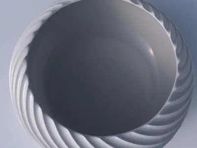 Bowl spheric squeezed wide with bent extruded lines 3D print model