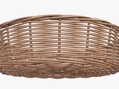 Wicker basket round light brown 3D model