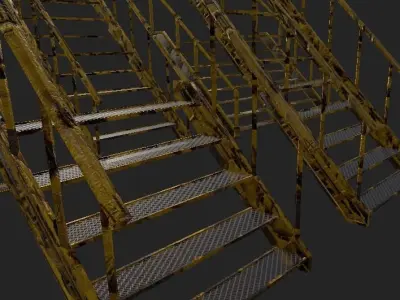 Metal Stairs Pack Low-poly 3D model