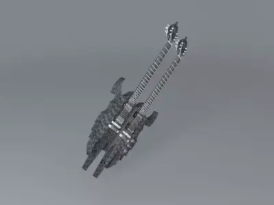 The Punisher double neck guitar  Free 3D model
