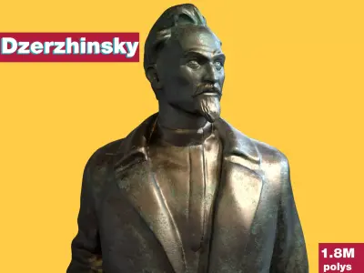 Detailed Dzerzhinsky monument high-poly 3D model