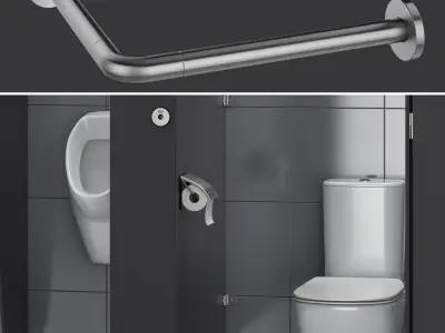 Sanitary partitions for public toilets FunderMax 1 3D model