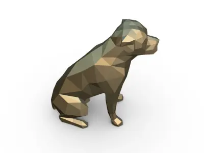Rottweiler dog low poly 3D print model