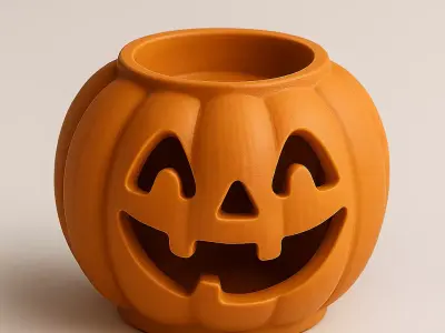 Smiling Pumpkin Candle Holder 3D print model