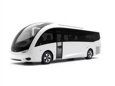 Futuristic White Bus model pack Low-poly 3D model