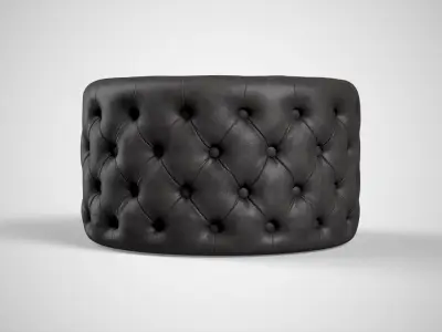 Couchette Round Ottoman in Biege and Black Low-poly 3D model