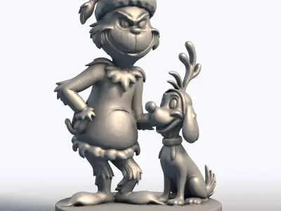 Grinch and Dog 3D Model Christmas Character Set 3D model