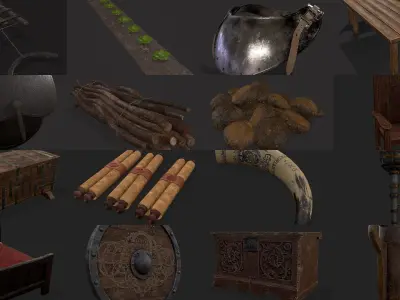 Medieval Prop Mix Nineteen 3D Model Collection